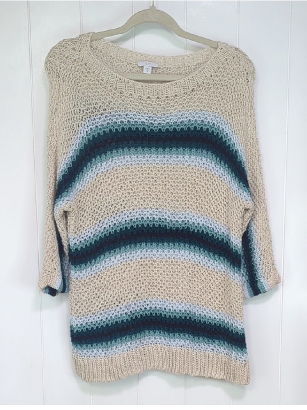 Striped Knit Sweater - Cream and Green - Picture 7 of 7